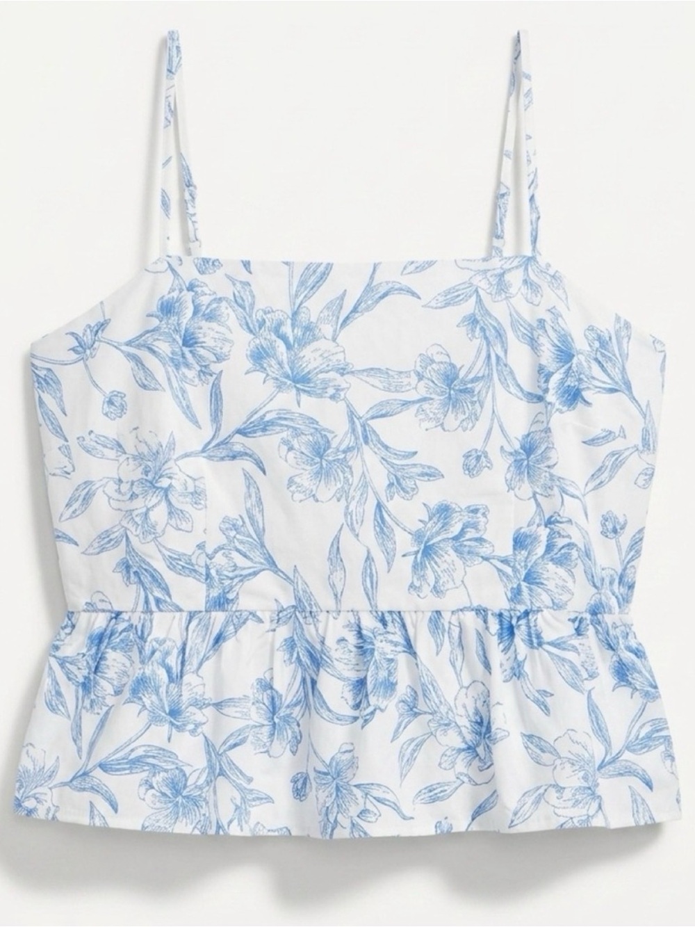 a new day White and Blue Floral Peplum Cami Top
